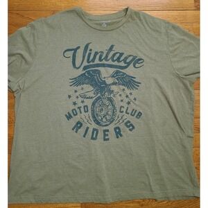 3XL Vintage Moto Club Riders Biker Motorcycle T-shirt Olive Green